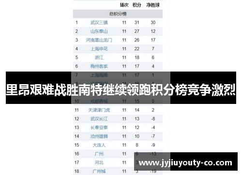 里昂艰难战胜南特继续领跑积分榜竞争激烈